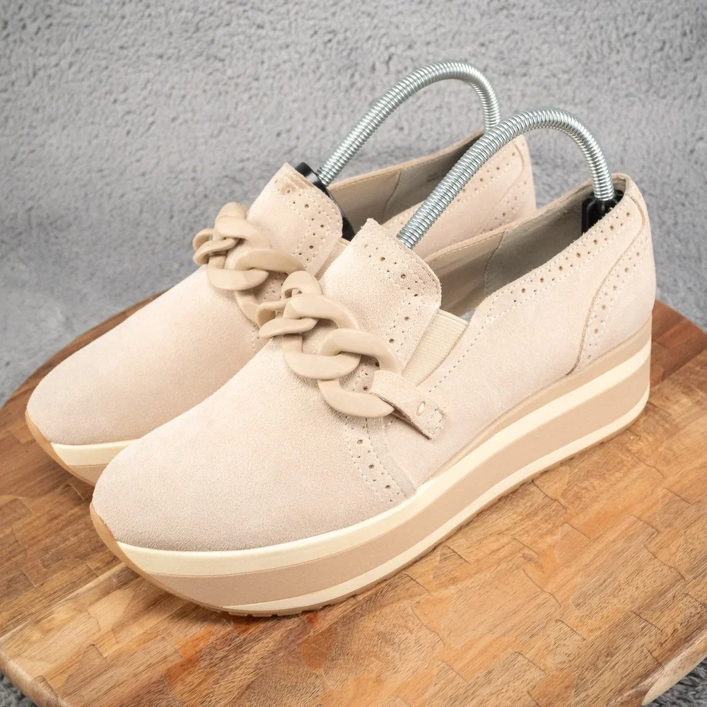Dolce Vita Women's Jhenee Slip‎ On Platform Sneakers Dune Suede Size 9.5 M